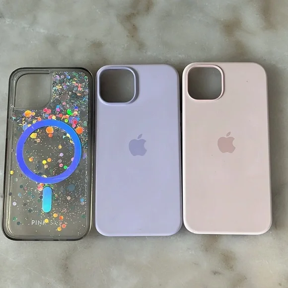 Apple iPhone 13 Silicone Case Set of 3 Purple,  Pink and Glitter Pink Sky Case - Picture 15 of 15